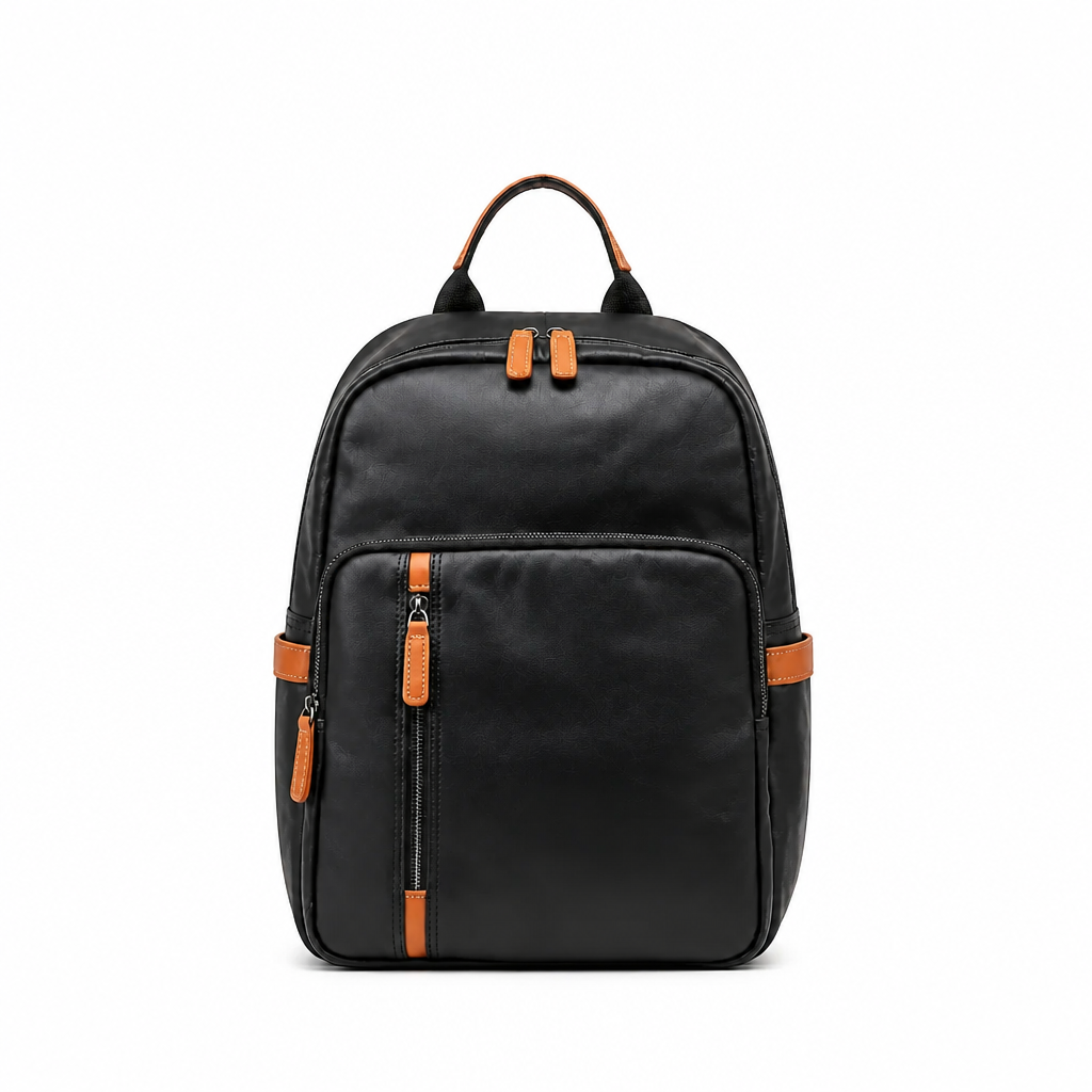 Q-FORZON Full Grain Leather Laptop Backpack – Breathable, Water-Resistant & Patina-Developing