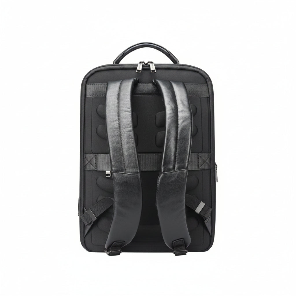 Q-FURIOUS Genuine Leather Backpack – Anti-Theft, USB Charging, TSA Lay-Flat & Credit Card Slots