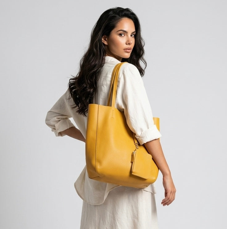 Q-GRAZIA Handmade Genuine Leather Tote Bag for Women – Shoulder & Shopping Bag