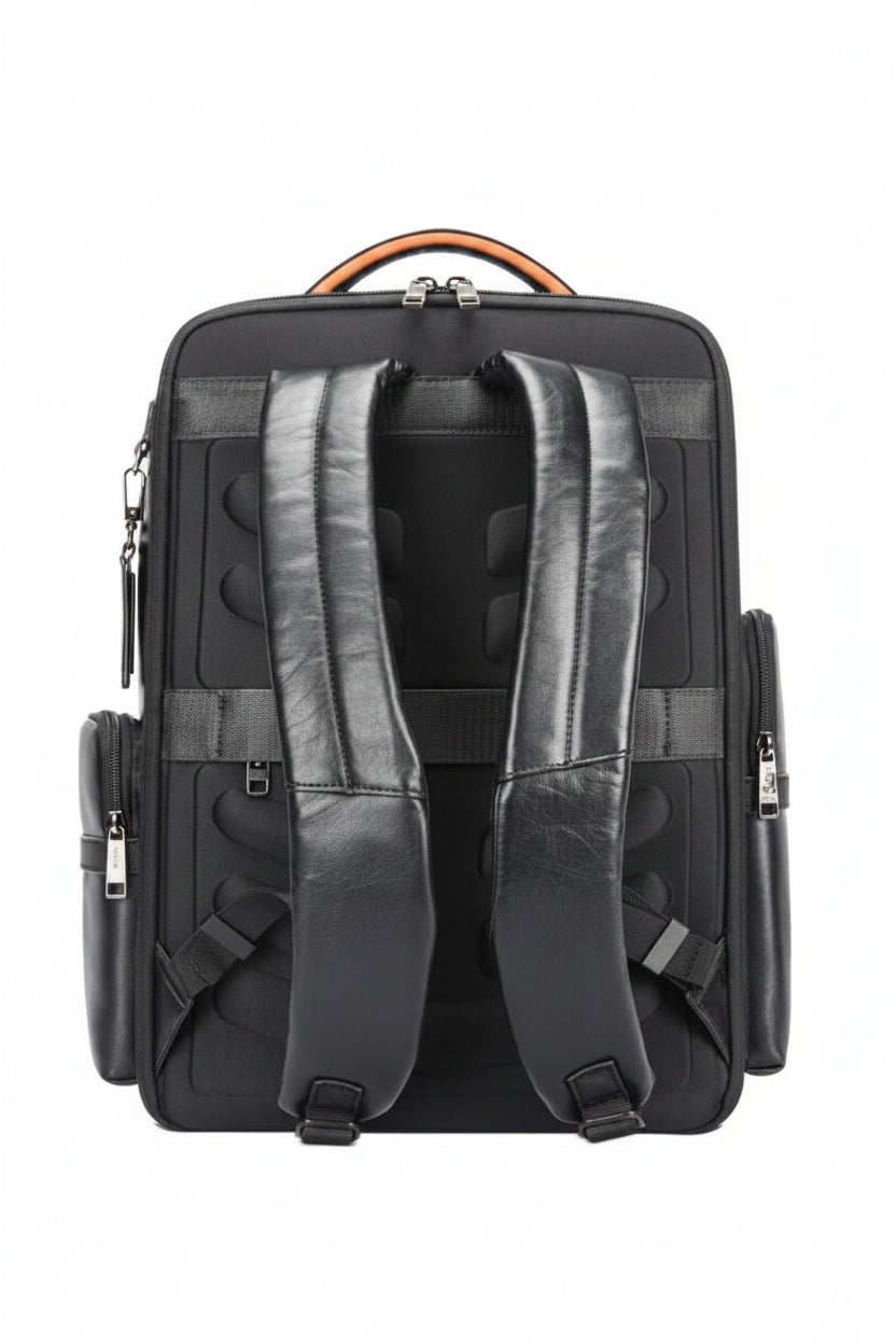 Q-Giant Genuine Leather Backpack – 40L Anti-Theft Travel & Laptop Bag with USB Charging Port