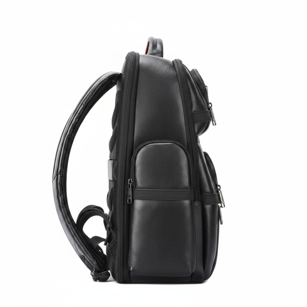 Q-Giant Genuine Leather Backpack – 40L Anti-Theft Travel & Laptop Bag with USB Charging Port