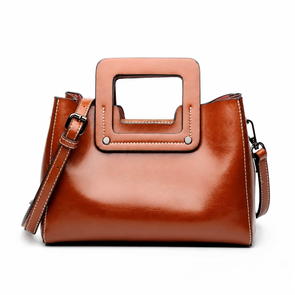 Q-GLOOMY Oil Wax Genuine Leather Crossbody Bag for Women – Luxury Shoulder Handbag