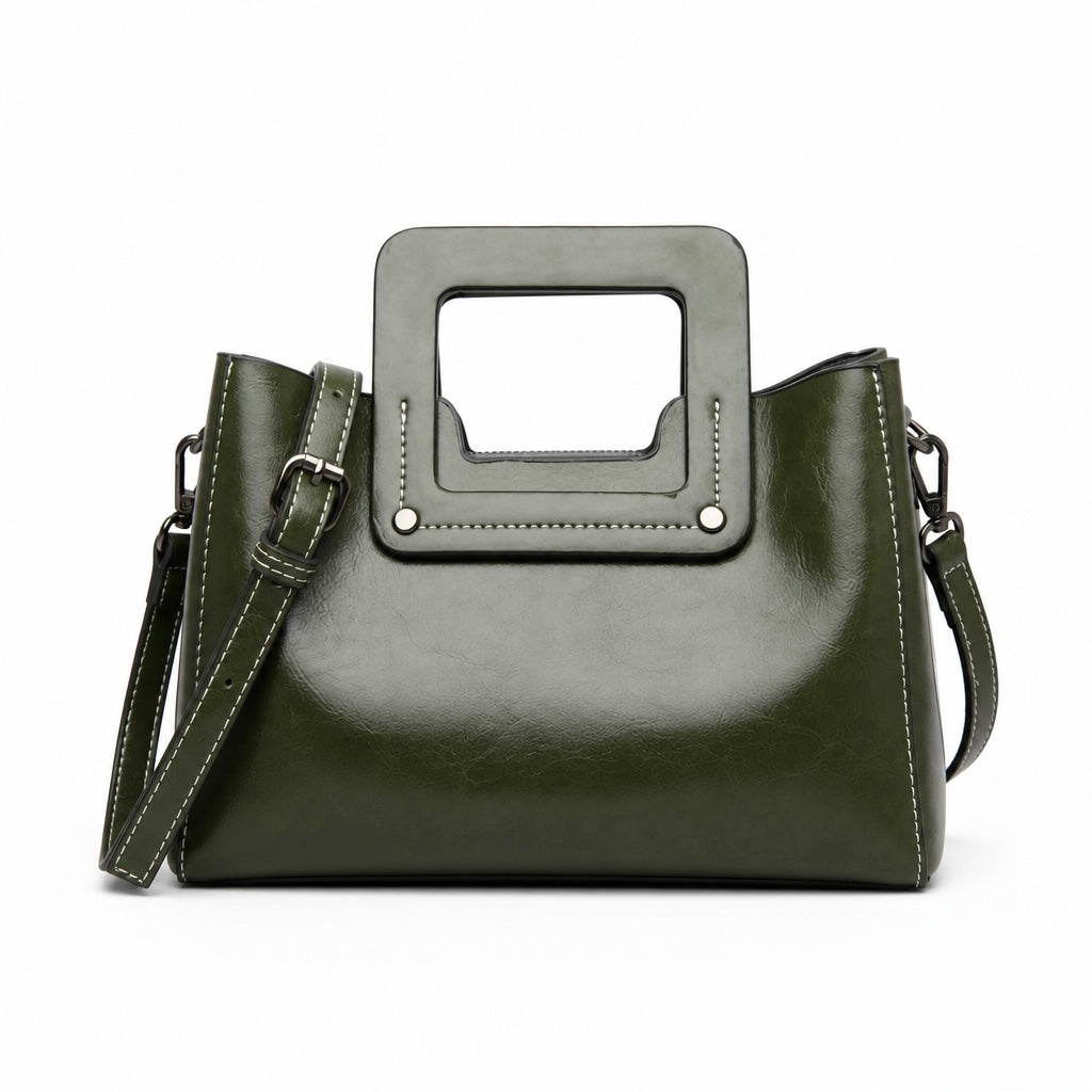 Q-GLOOMY Oil Wax Genuine Leather Crossbody Bag for Women – Luxury Shoulder Handbag