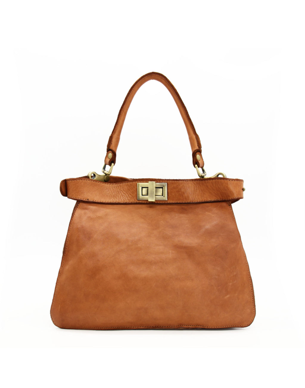 Q-GOLDEN Vintage Smooth Calfskin Bag – Double Compartment, Italian Leather & Adjustable Strap