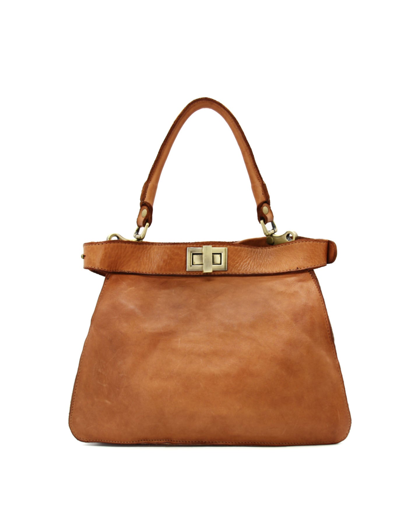 Q-GOLDEN Vintage Smooth Calfskin Bag – Double Compartment, Italian Leather & Adjustable Strap