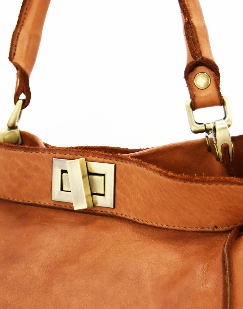 Q-GOLDEN Vintage Smooth Calfskin Bag – Double Compartment, Italian Leather & Adjustable Strap