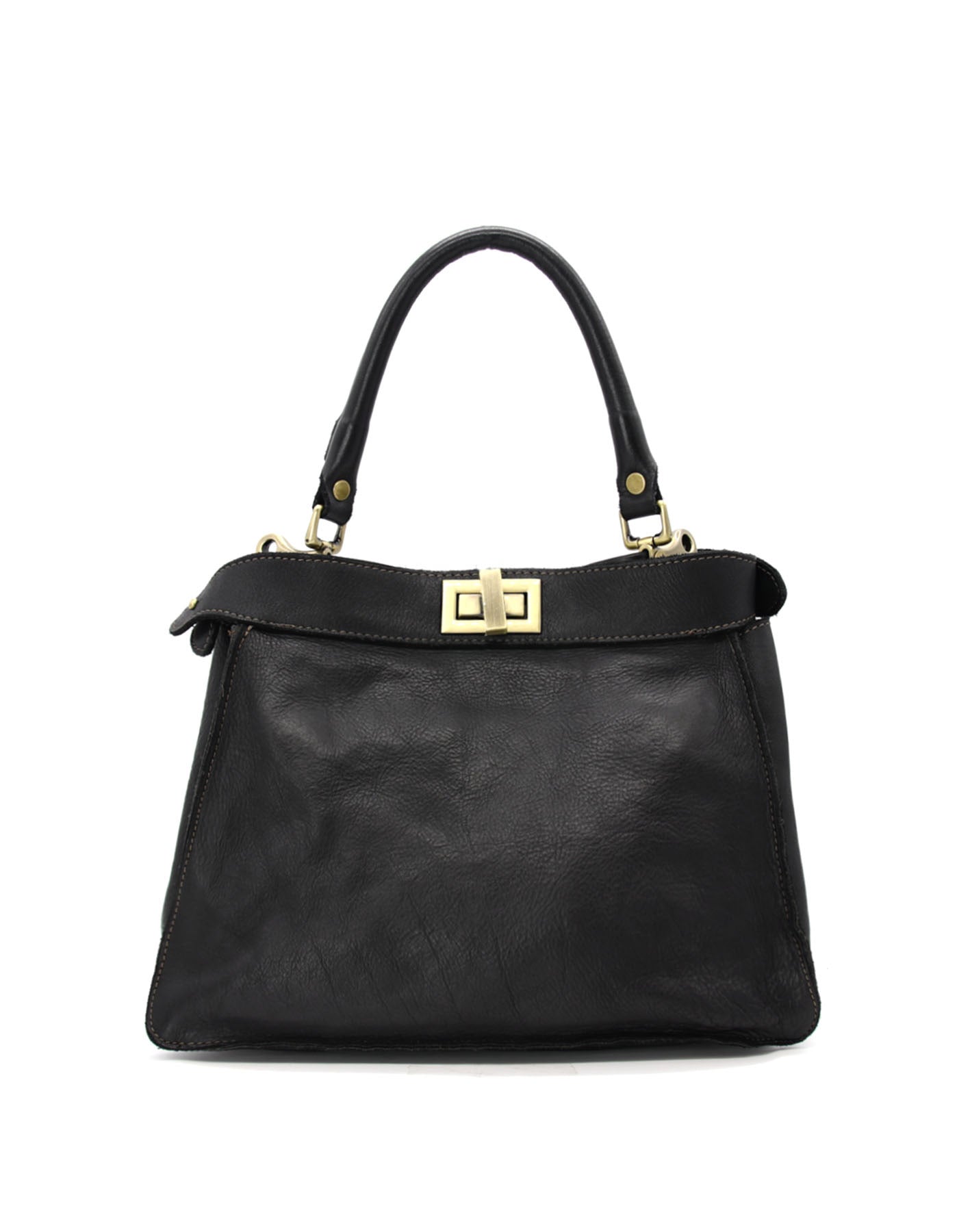 Q-GOLDEN Vintage Smooth Calfskin Bag – Double Compartment, Italian Leather & Adjustable Strap