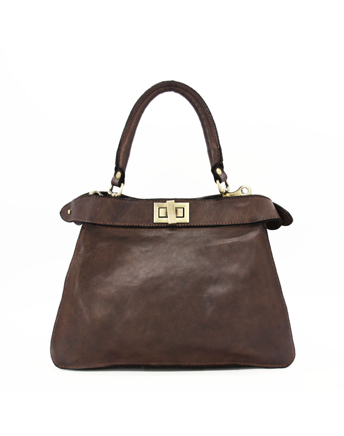 Q-GOLDEN Vintage Smooth Calfskin Bag – Double Compartment, Italian Leather & Adjustable Strap