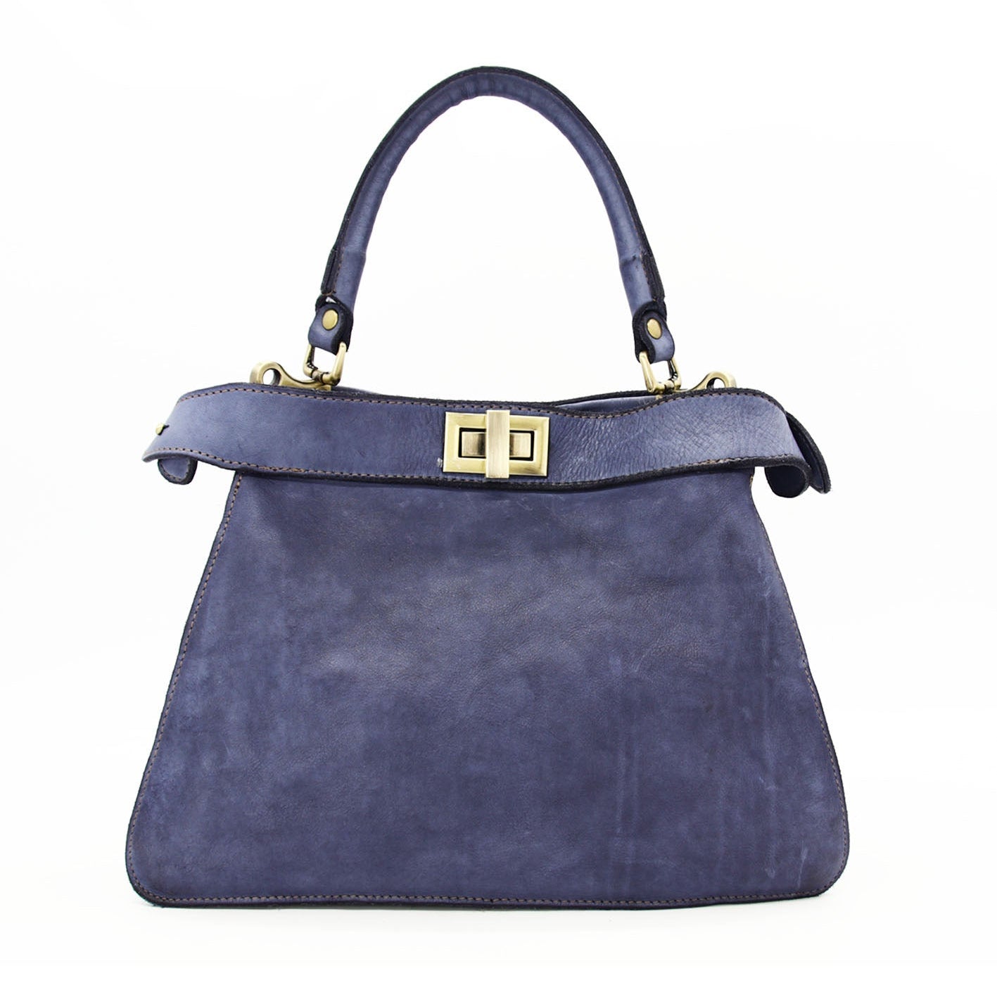 Q-GOLDEN Vintage Smooth Calfskin Bag – Double Compartment, Italian Leather & Adjustable Strap