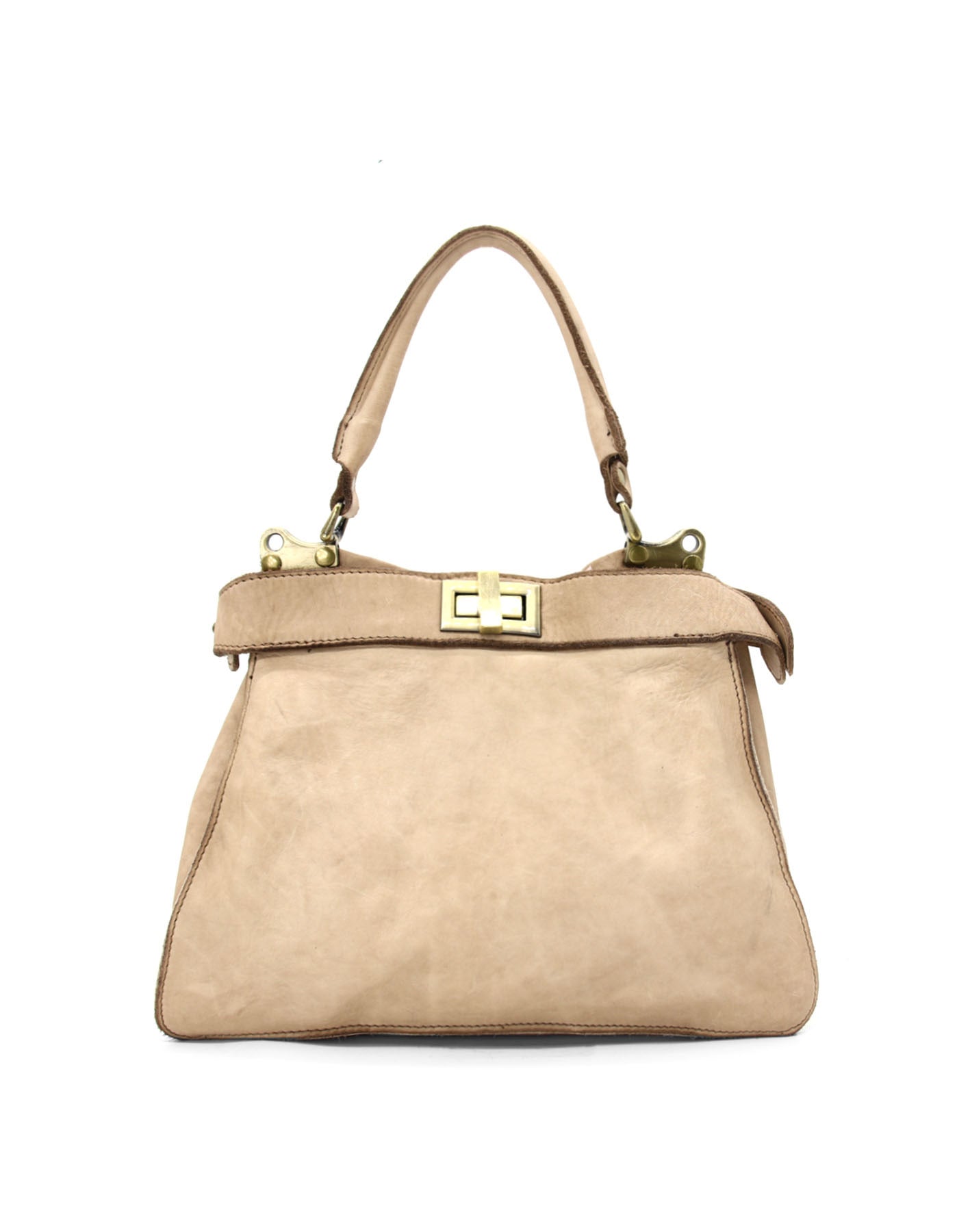 Q-GOLDEN Vintage Smooth Calfskin Bag – Double Compartment, Italian Leather & Adjustable Strap