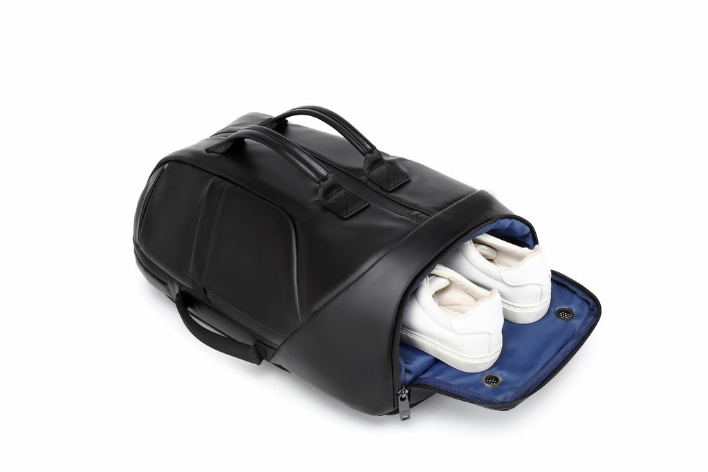 Q-GYM Waterproof PVC Backpack & Travel Duffel Bag – Large Capacity with USB Port & RFID