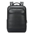 Q-HUNTER Genuine Leather Backpack – Anti-Theft, USB Charging, TSA Lay-Flat & Credit Card Pockets