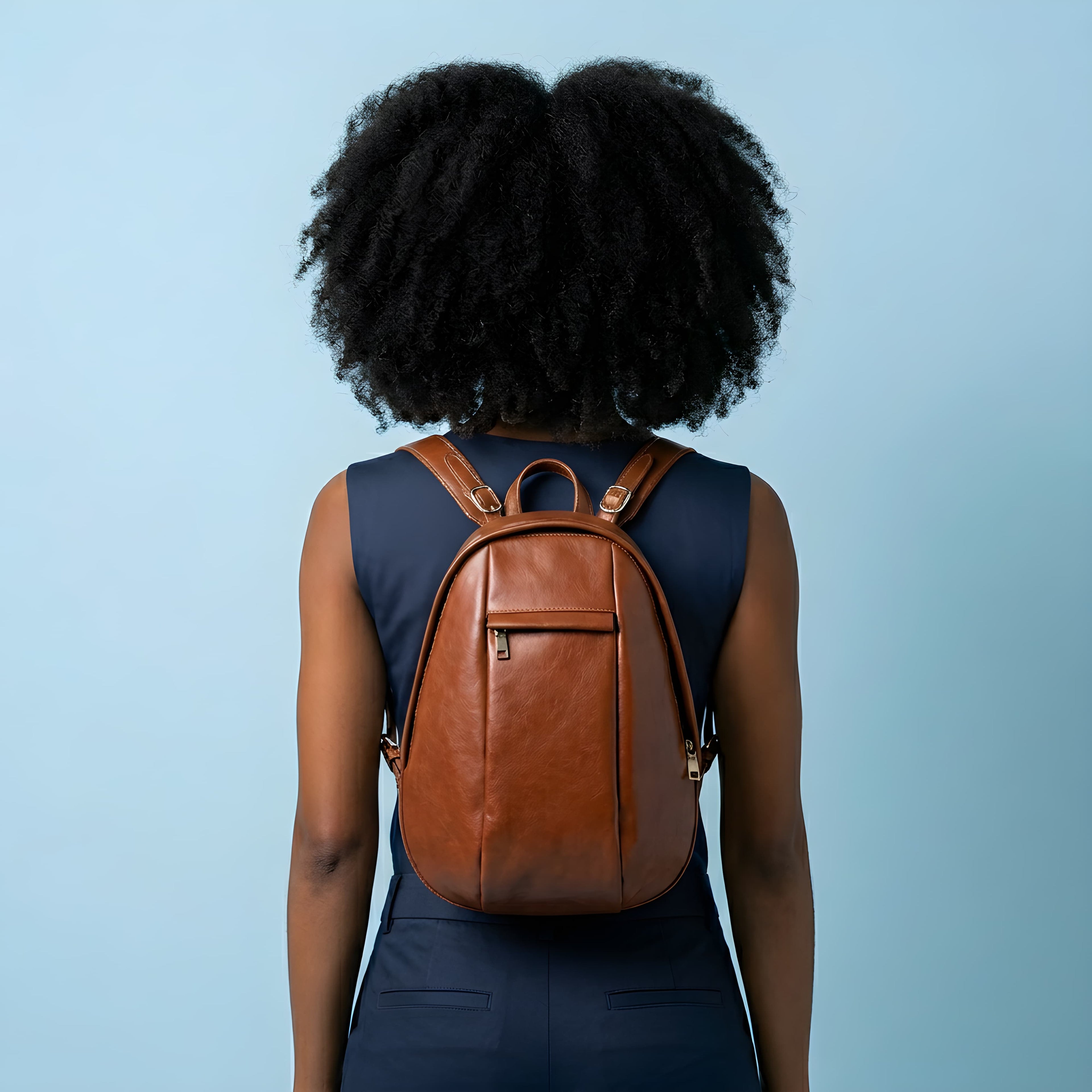 Q-LUNA Women's Genuine Leather Laptop Backpack – Minimalist 13.3" Multi-Compartment