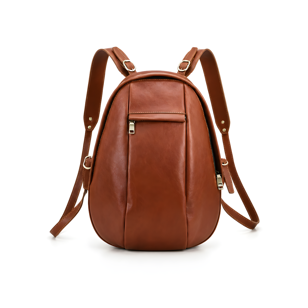 Q-LUNA Women's Genuine Leather Laptop Backpack – Minimalist 13.3" Multi-Compartment