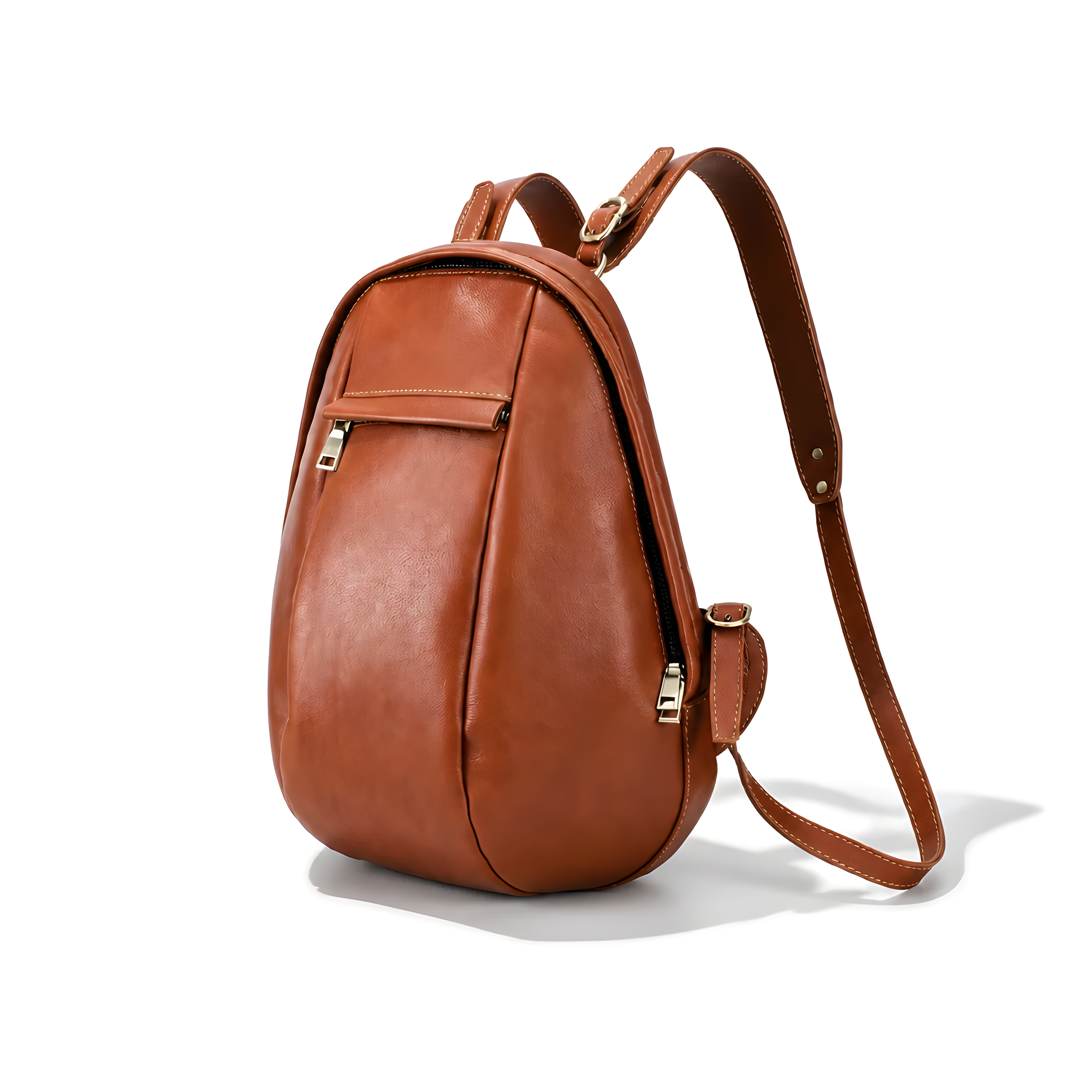 Q-LUNA Women's Genuine Leather Laptop Backpack – Minimalist 13.3" Multi-Compartment