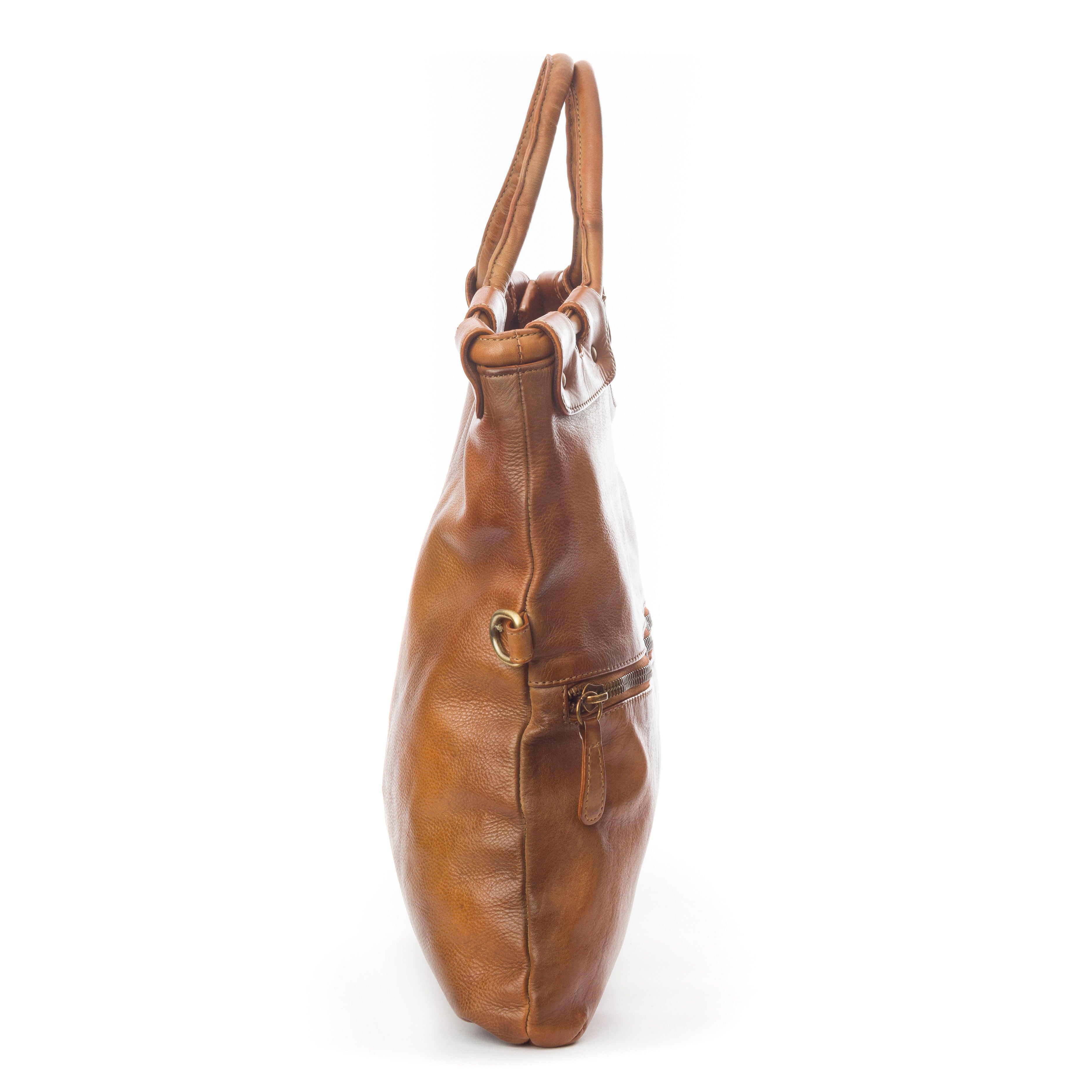 Q-LYRIC Vintage Calfskin Shoulder Bag – Foldable Italian Leather, Top Handles & Crossbody Strap