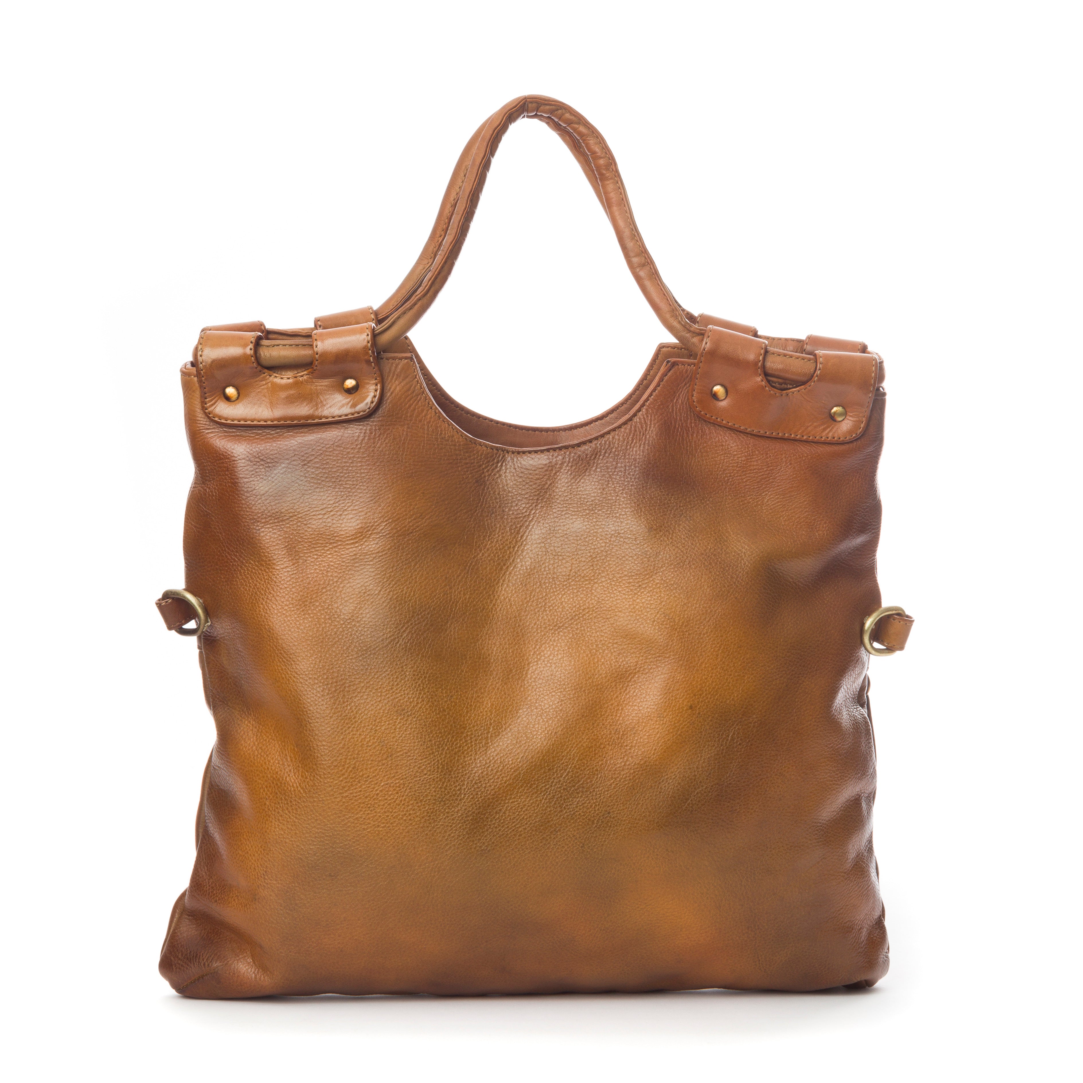 Q-LYRIC Vintage Calfskin Shoulder Bag – Foldable Italian Leather, Top Handles & Crossbody Strap