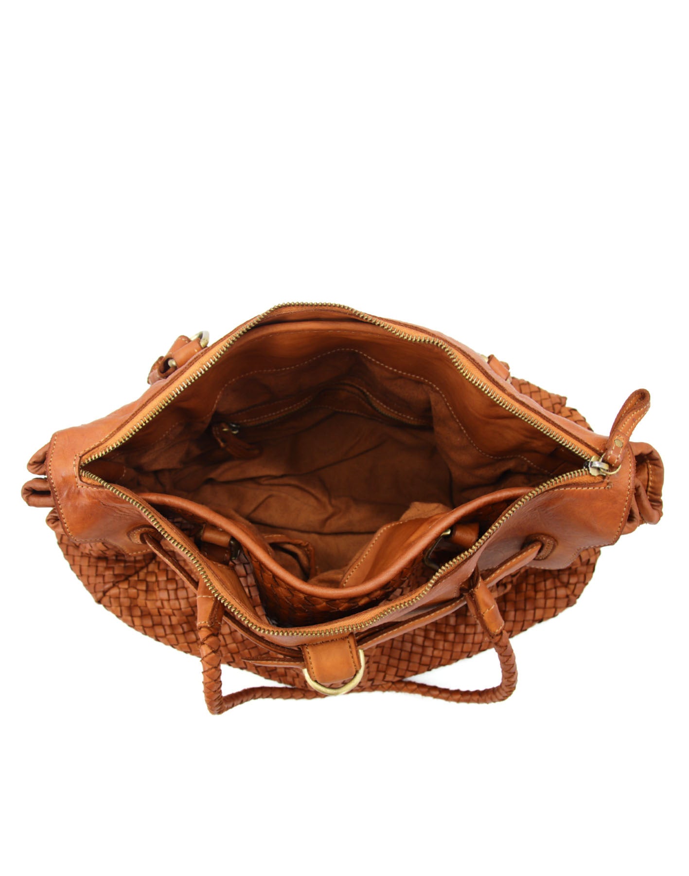 Q-LENA Women's Woven Italian Leather Shoulder Bag – Full-Grain Calfskin, Handmade