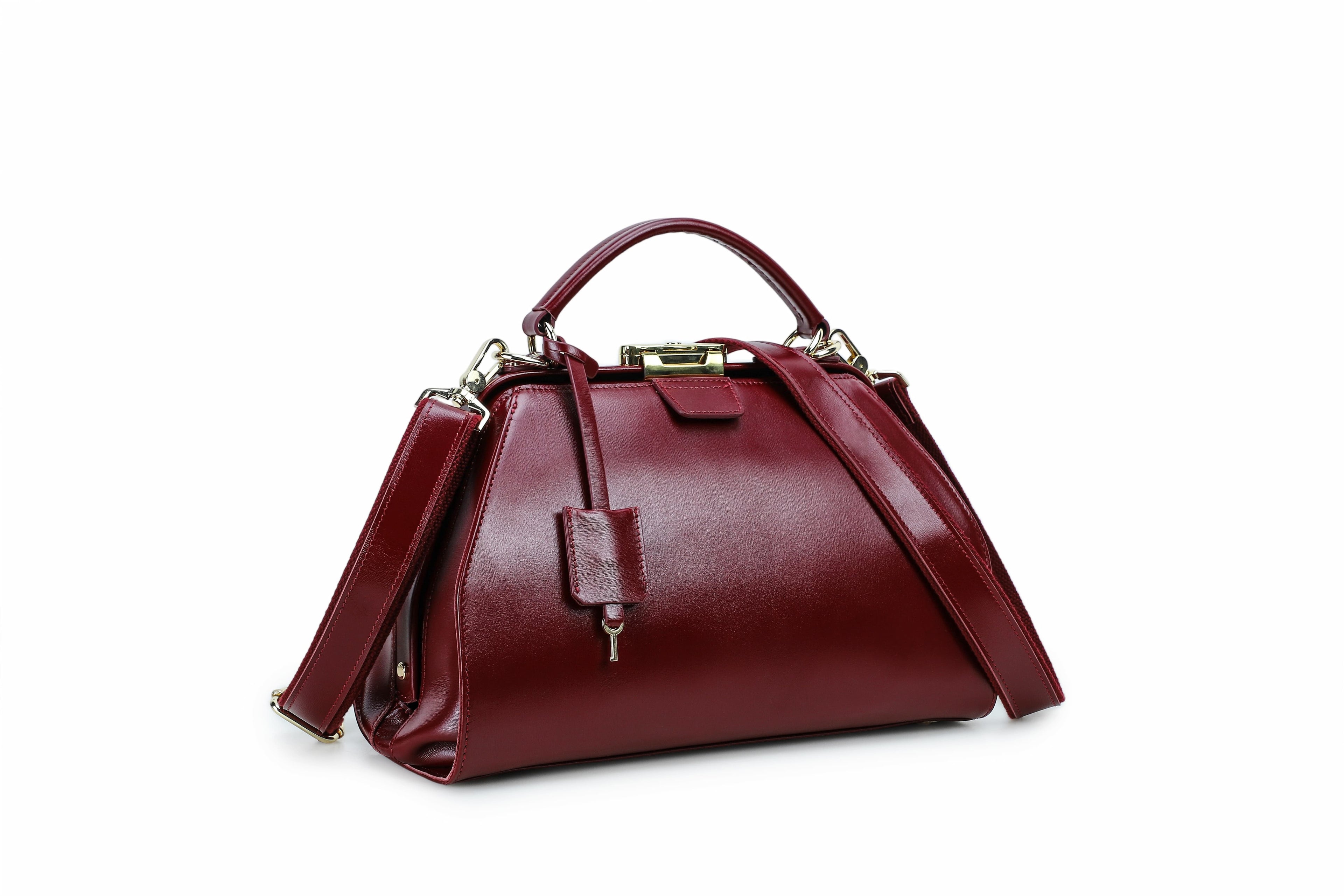 Q-LEVANA Luxury Full-Grain Leather Crossbody Shoulder Bag for Women – Anti-Theft Lock, Vintage Style