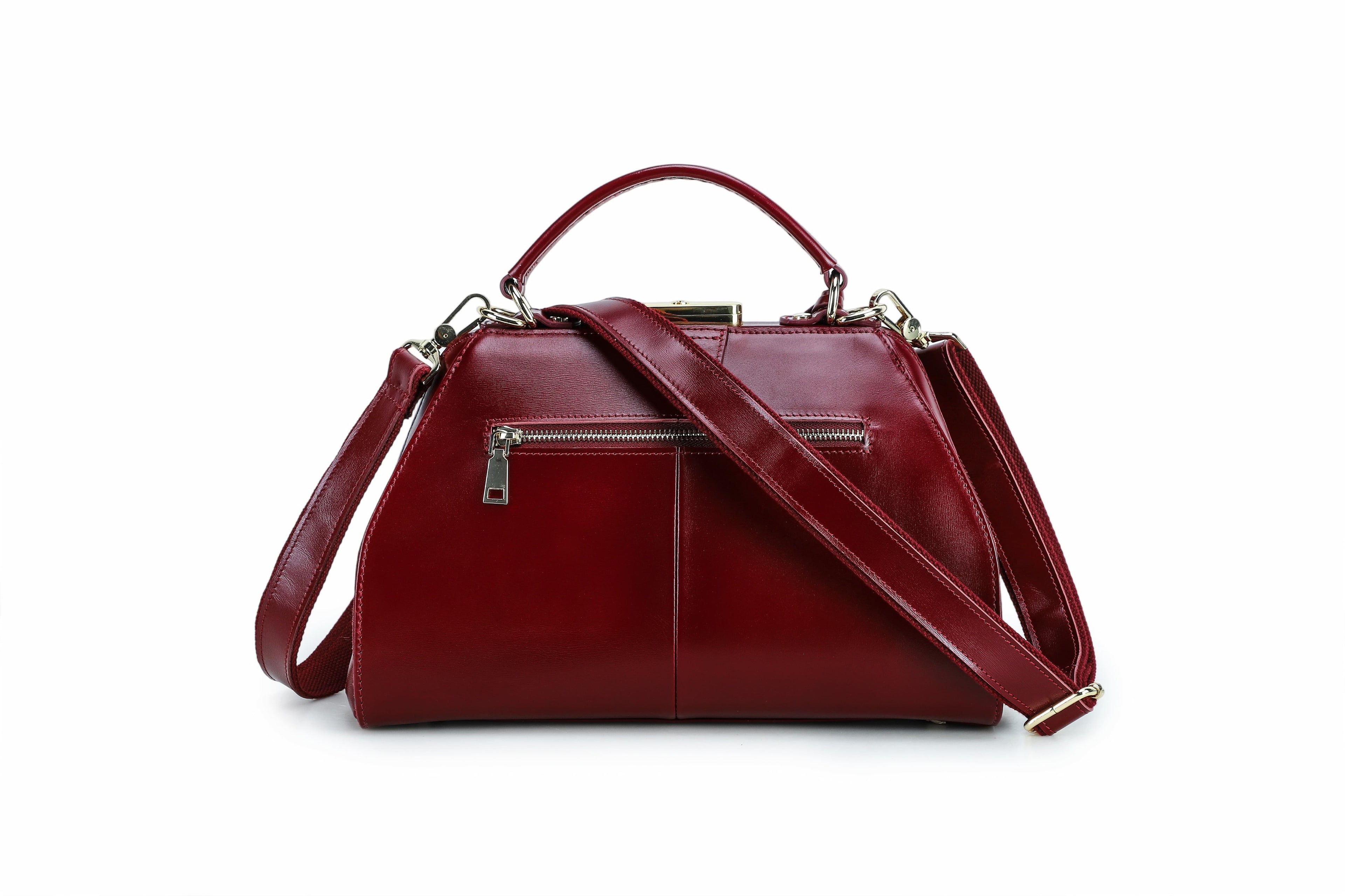 Q-LEVANA Luxury Full-Grain Leather Crossbody Shoulder Bag for Women – Anti-Theft Lock, Vintage Style