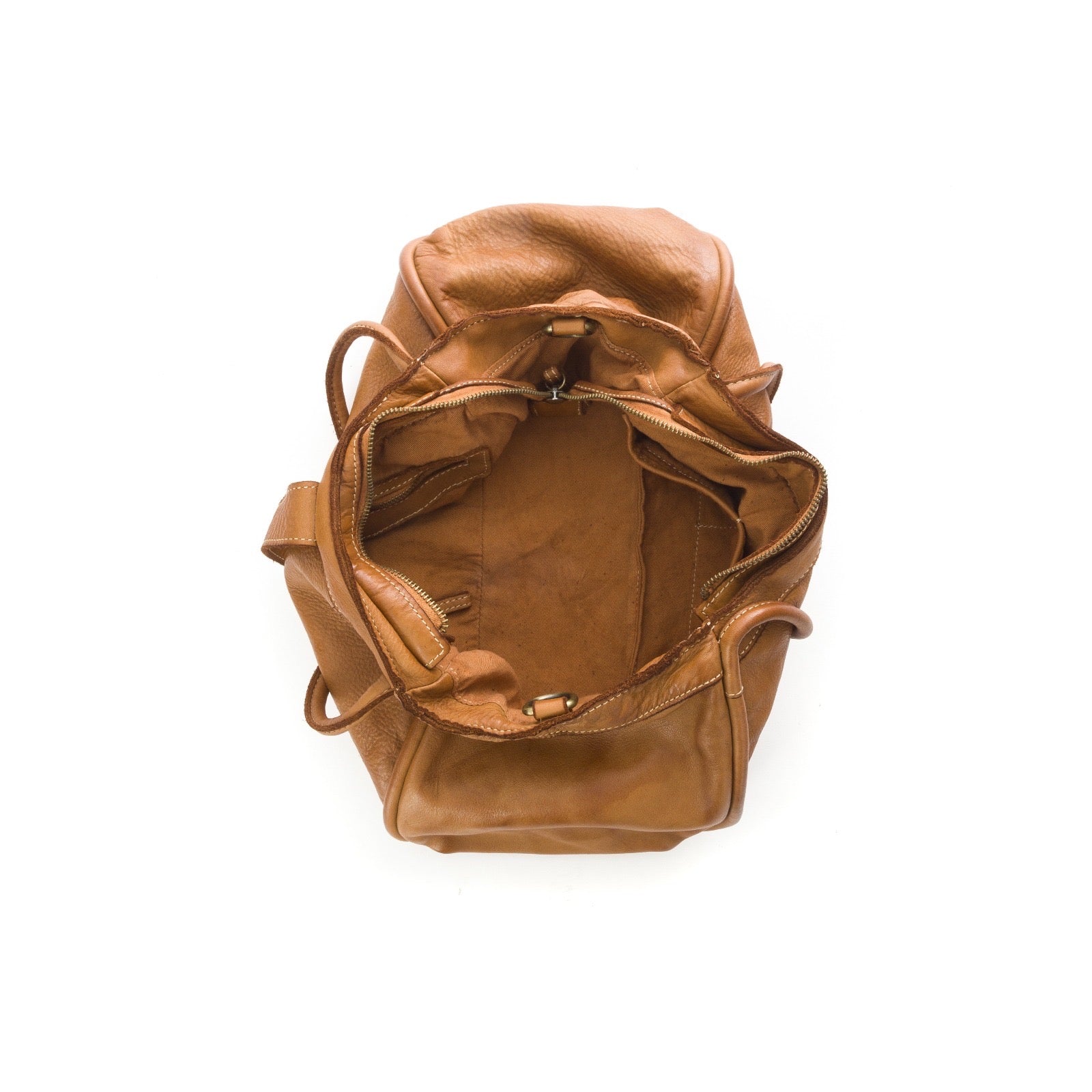 Q-LUNARA Vintage Smooth Calfskin Bag – Italian Leather, Zip & Buckle Closure, Medium