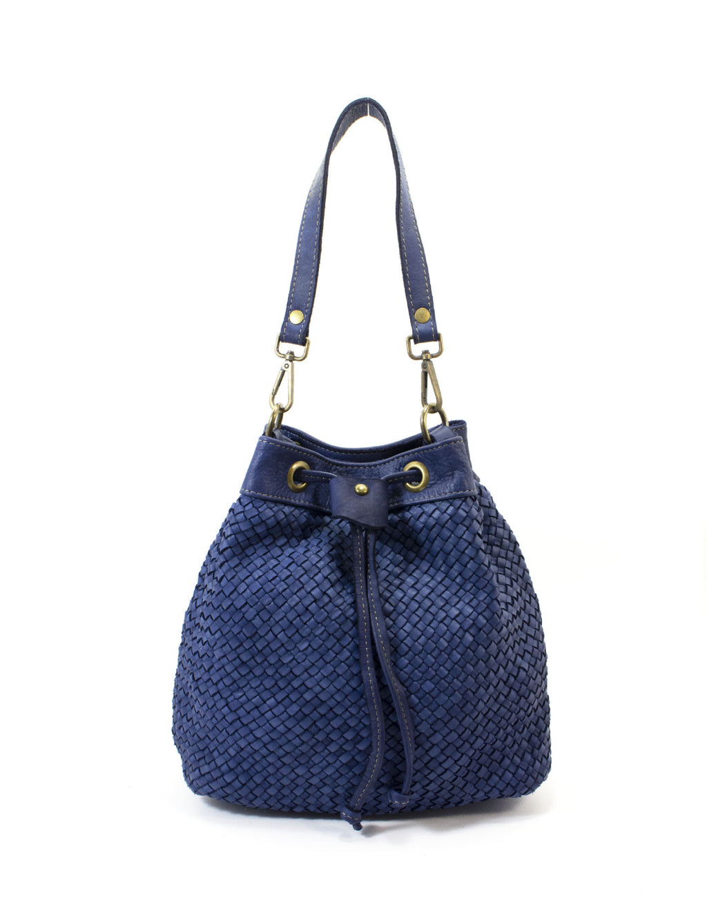 Q-MOON Vintage Braided Calfskin Bag – Italian Leather, Brass Hardware & Adjustable Strap