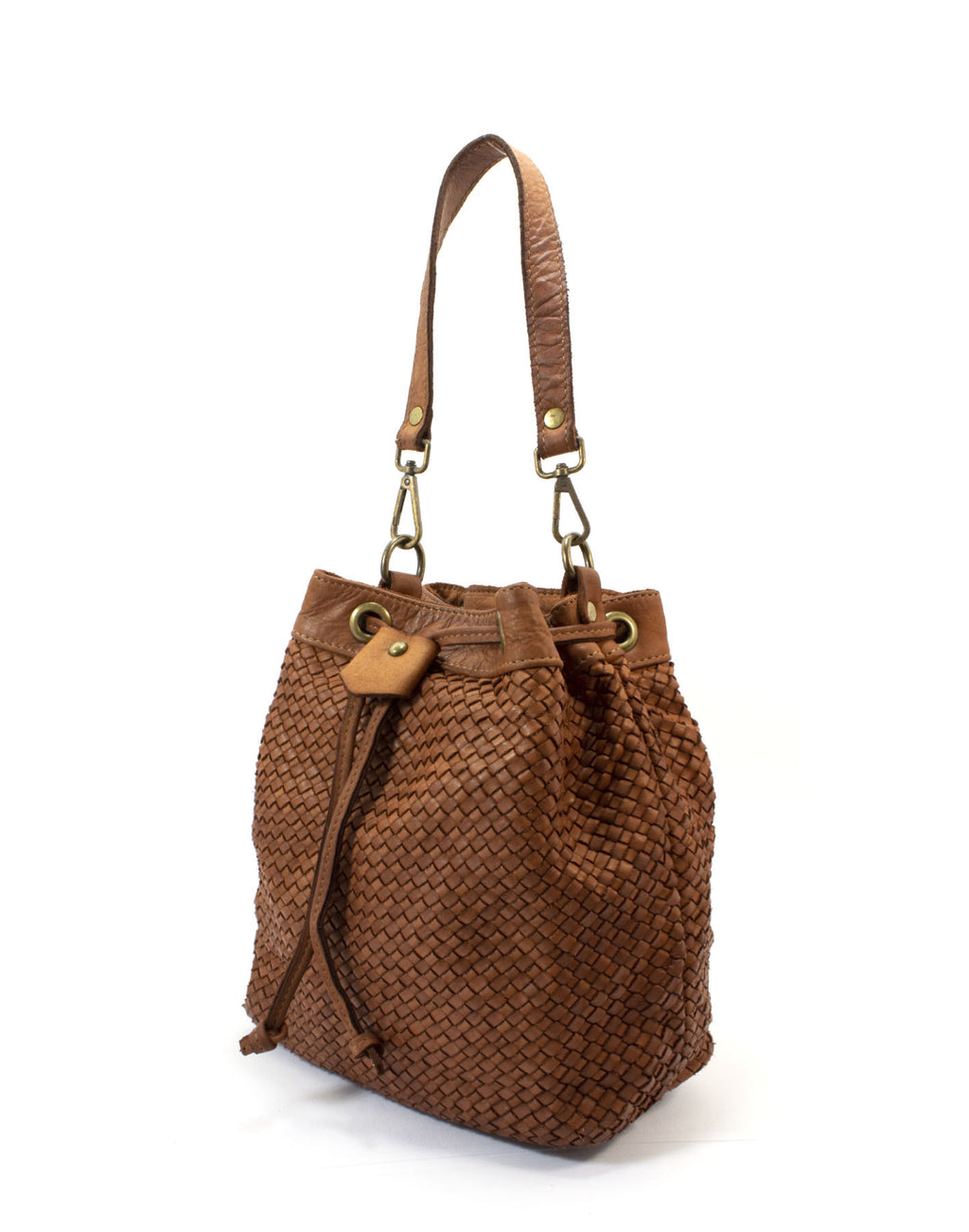 Q-MOON Vintage Braided Calfskin Bag – Italian Leather, Brass Hardware & Adjustable Strap