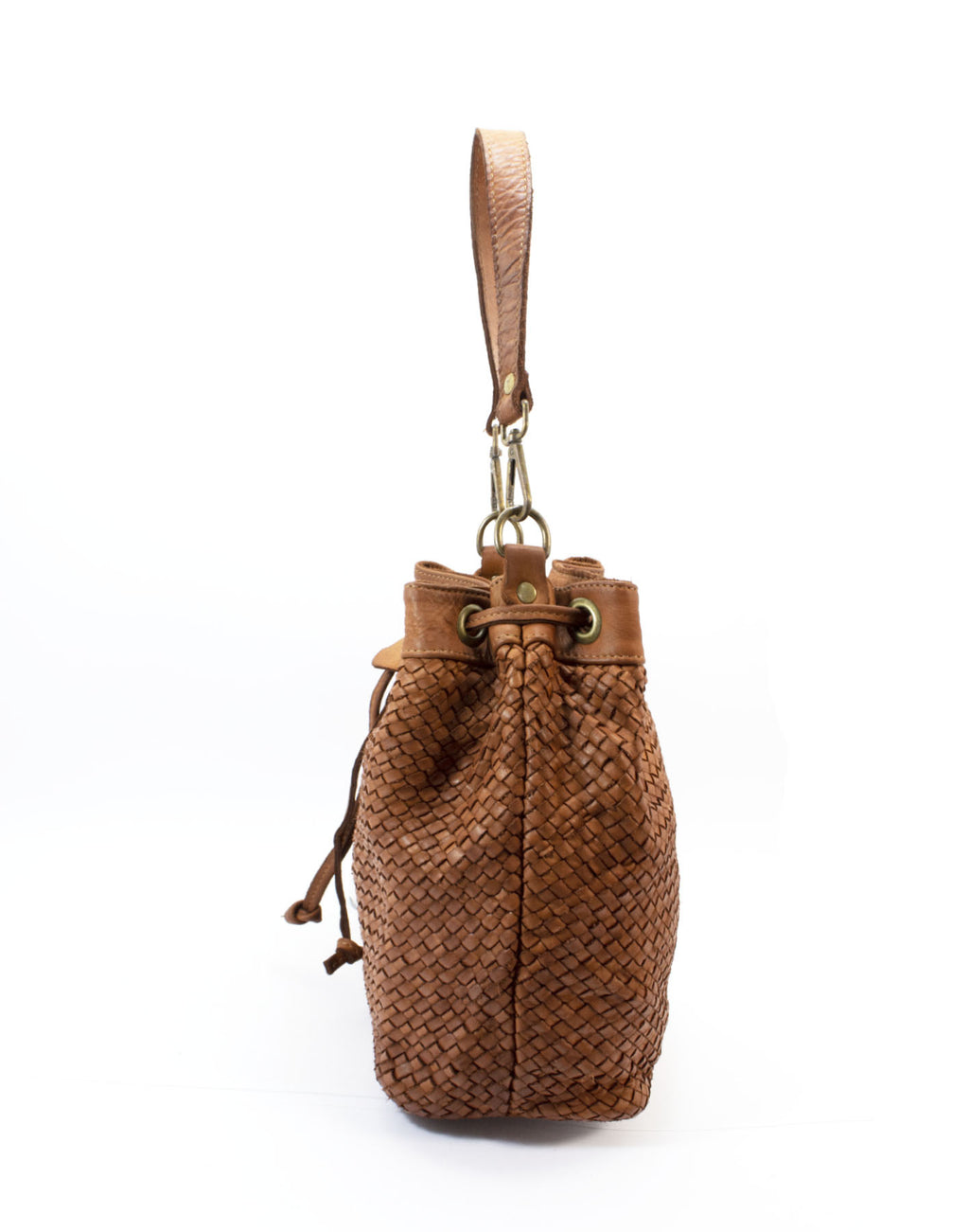 Q-MOON Vintage Braided Calfskin Bag – Italian Leather, Brass Hardware & Adjustable Strap