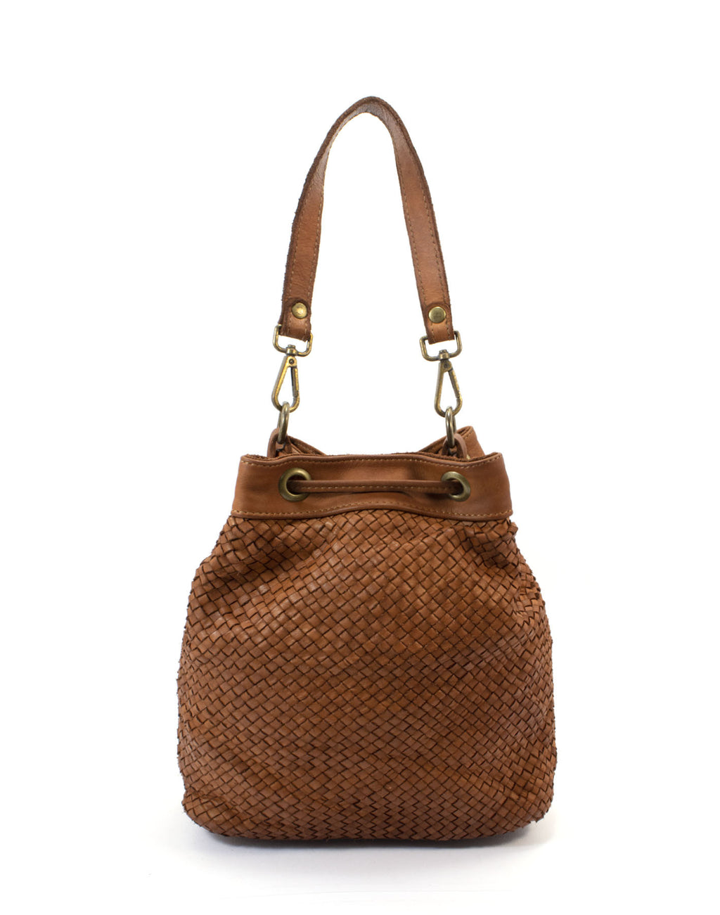 Q-MOON Vintage Braided Calfskin Bag – Italian Leather, Brass Hardware & Adjustable Strap