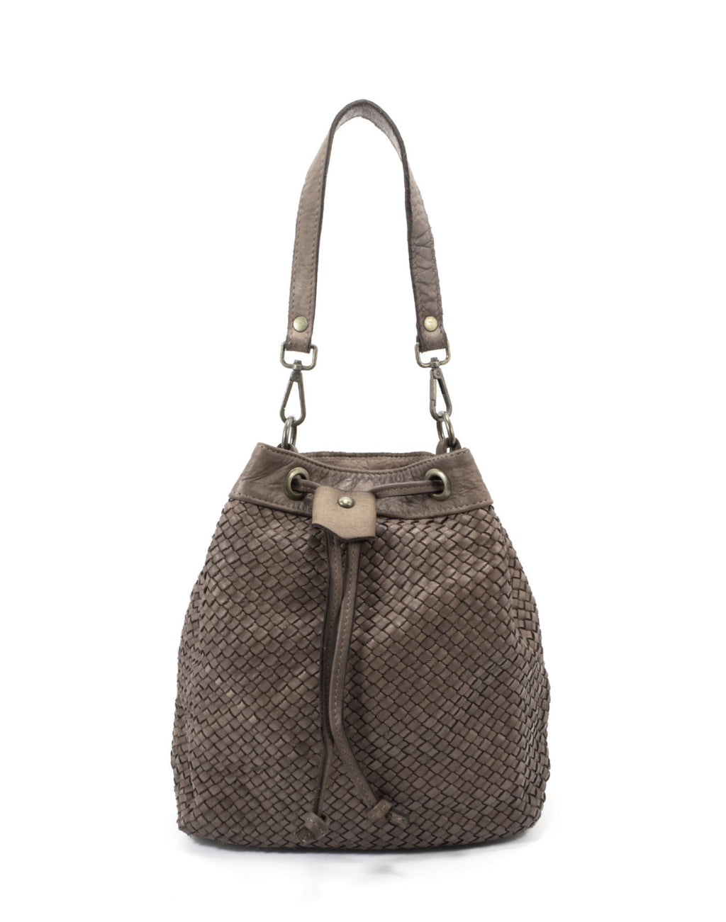 Q-MOON Vintage Braided Calfskin Bag – Italian Leather, Brass Hardware & Adjustable Strap