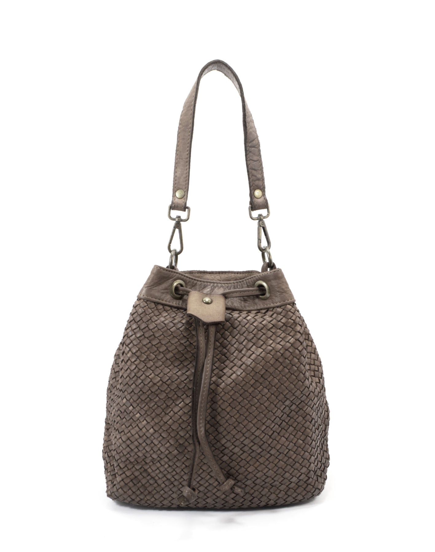 Q-MOON Vintage Braided Calfskin Bag – Italian Leather, Brass Hardware & Adjustable Strap