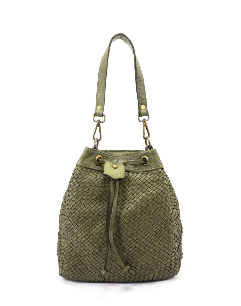 Q-MOON Vintage Braided Calfskin Bag – Italian Leather, Brass Hardware & Adjustable Strap