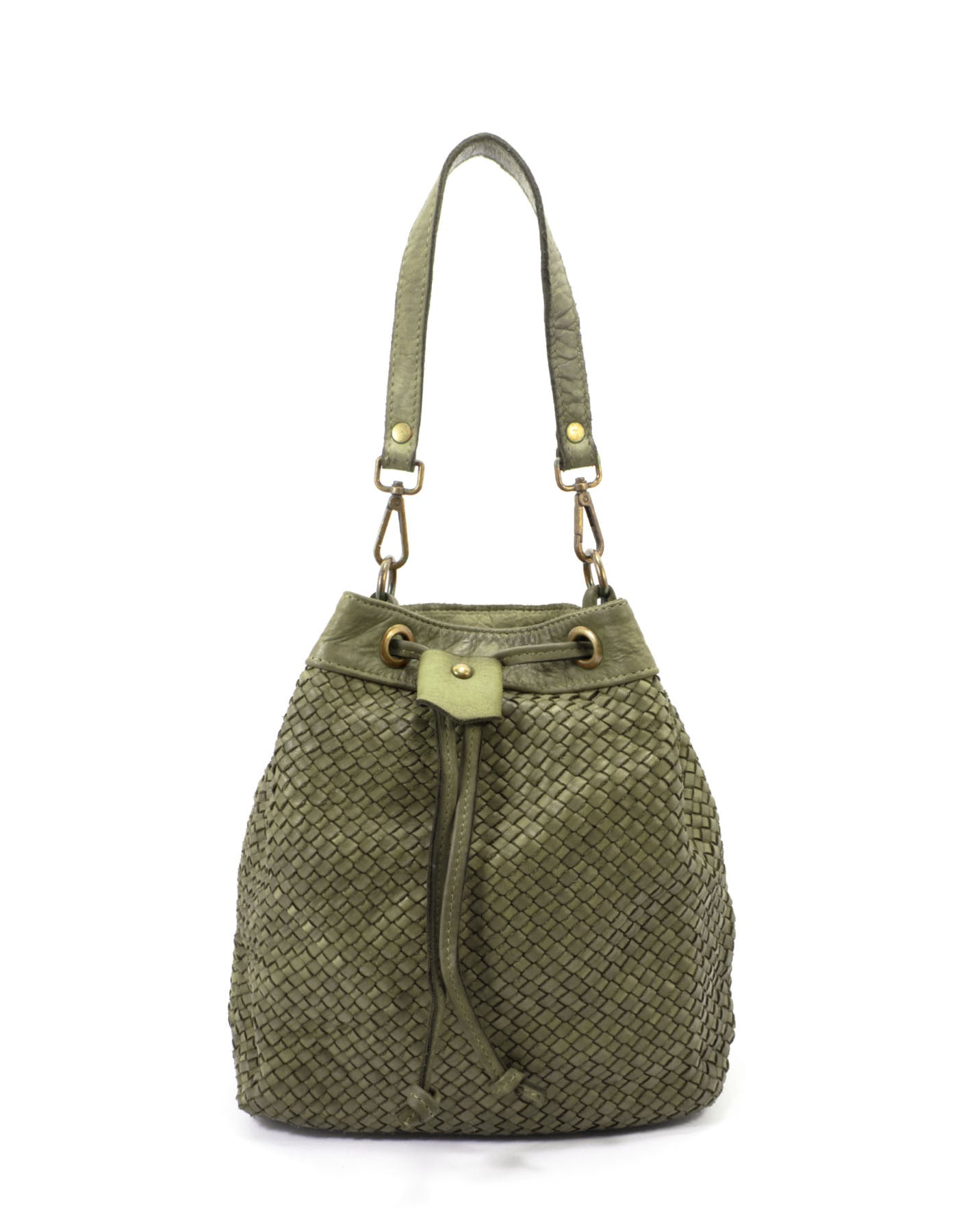 Q-MOON Vintage Braided Calfskin Bag – Italian Leather, Brass Hardware & Adjustable Strap