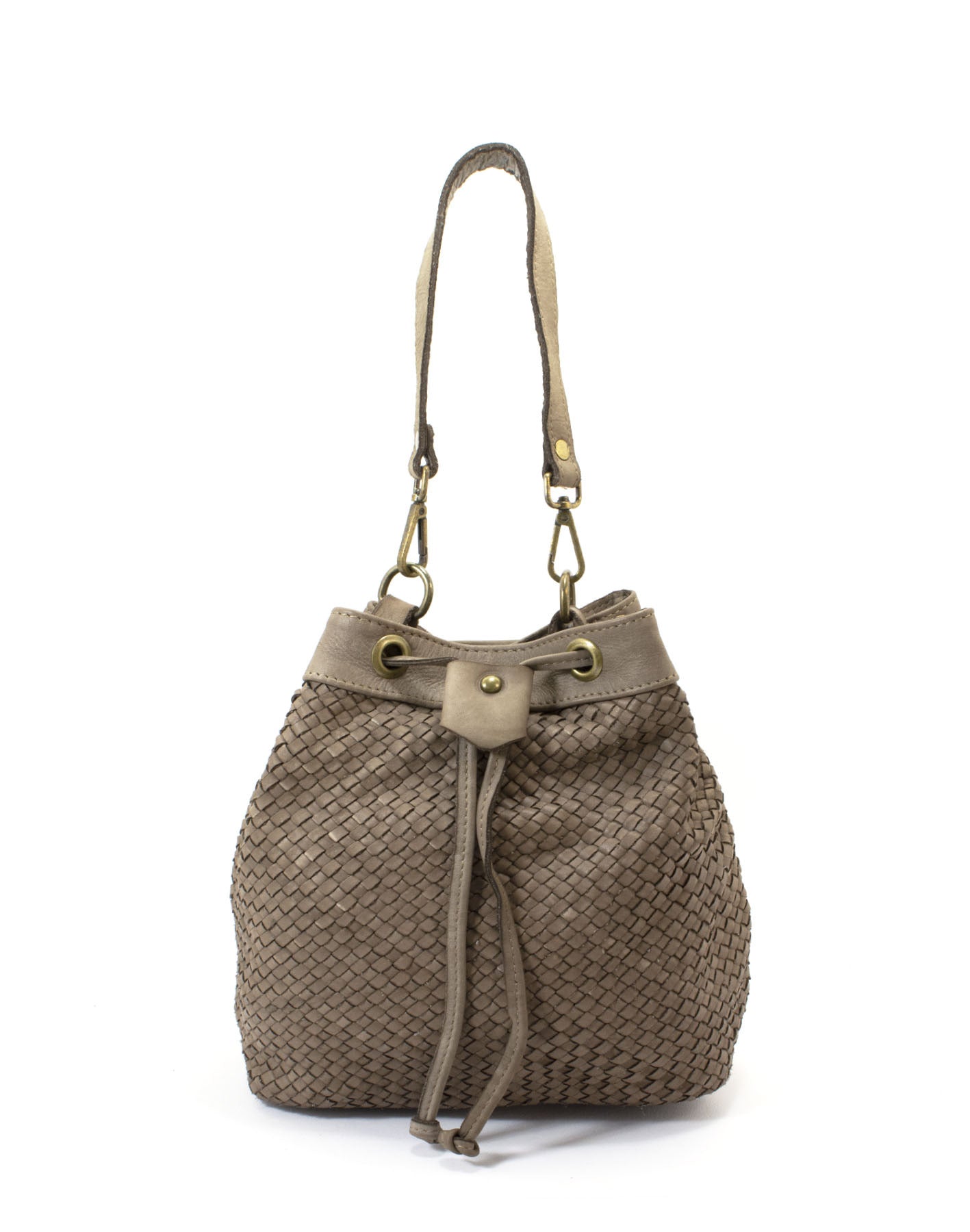 Q-MOON Vintage Braided Calfskin Bag – Italian Leather, Brass Hardware & Adjustable Strap