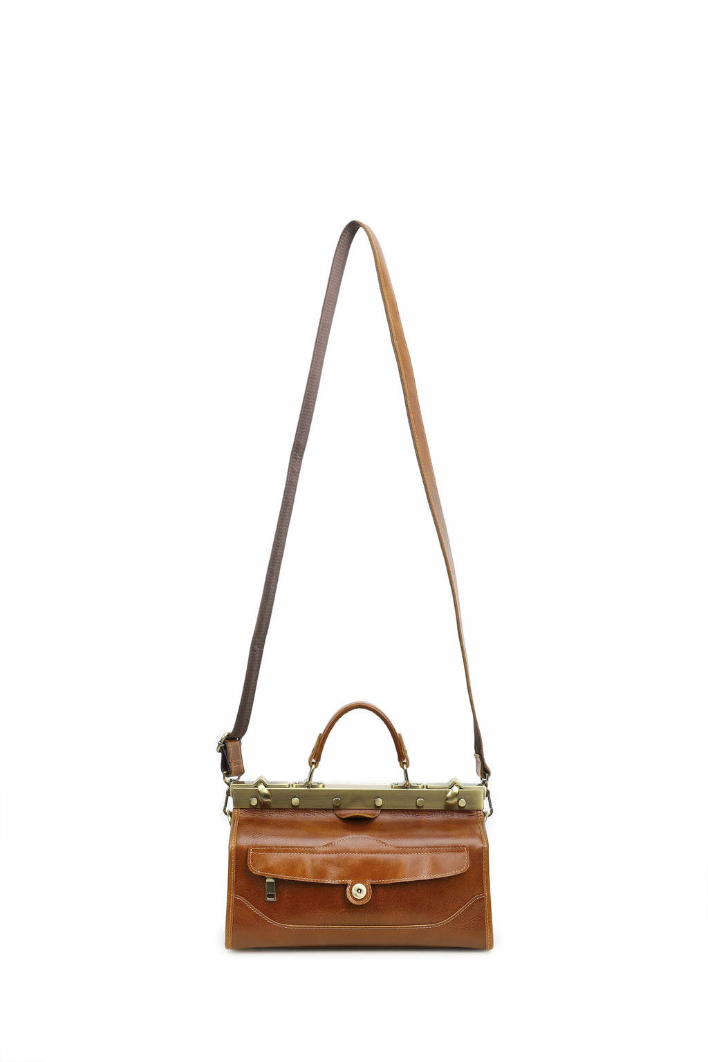 Q-MARVELLA Vintage Luxury Mini Box Handbag for Women – Full-Grain Vegetable-Tanned Leather, Kiss-Lock