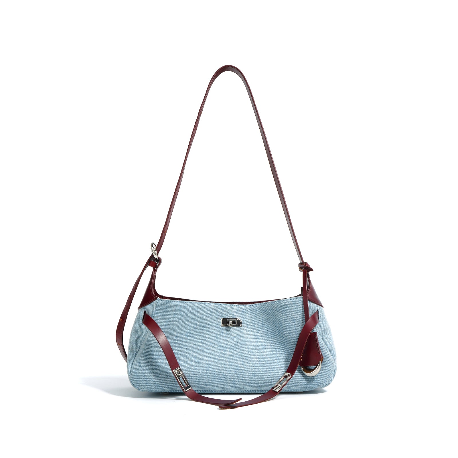 Q-MODELA Urban Luxe Cowhide Leather & Denim Shoulder Bag for Women – All-Season