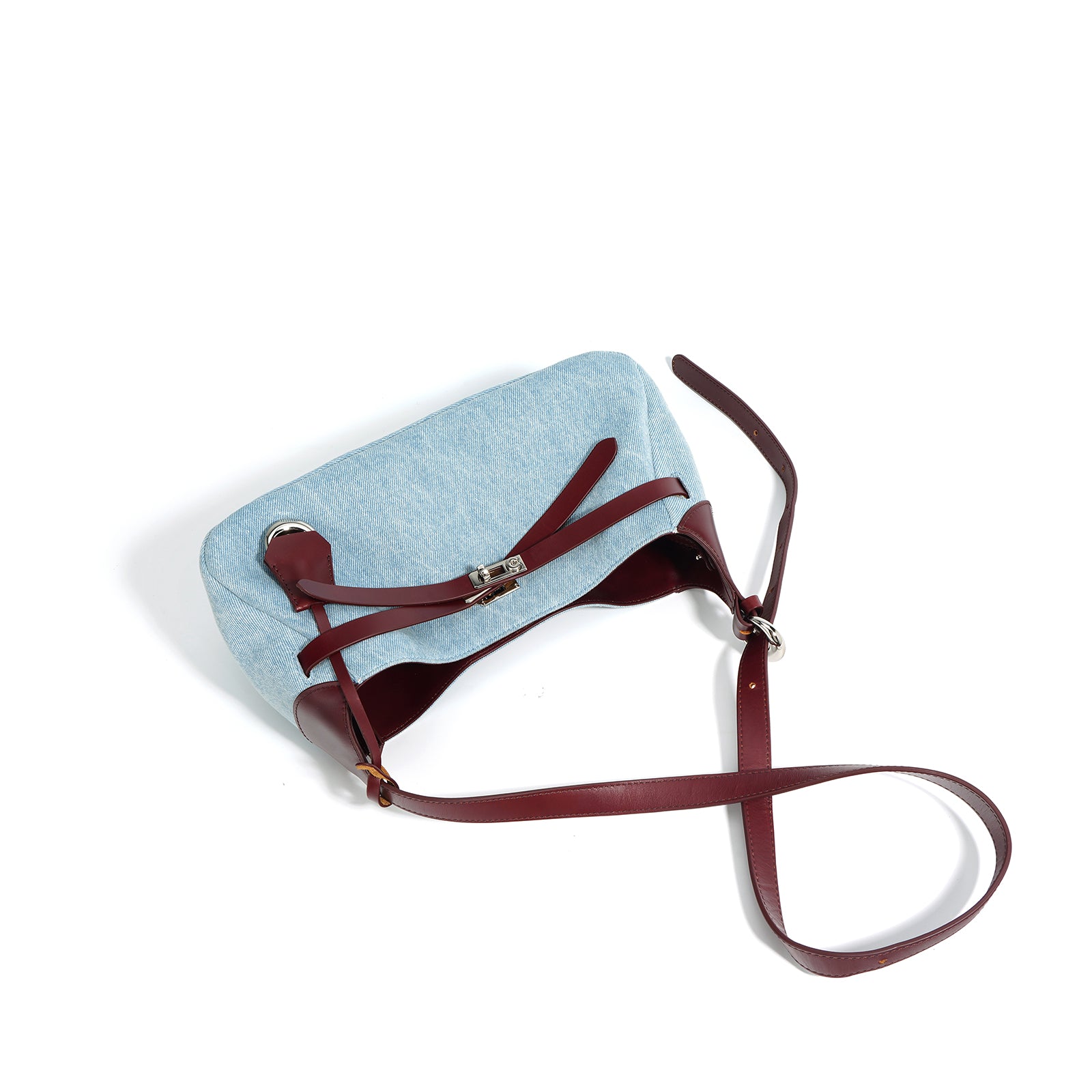 Q-MODELA Urban Luxe Cowhide Leather & Denim Shoulder Bag for Women – All-Season