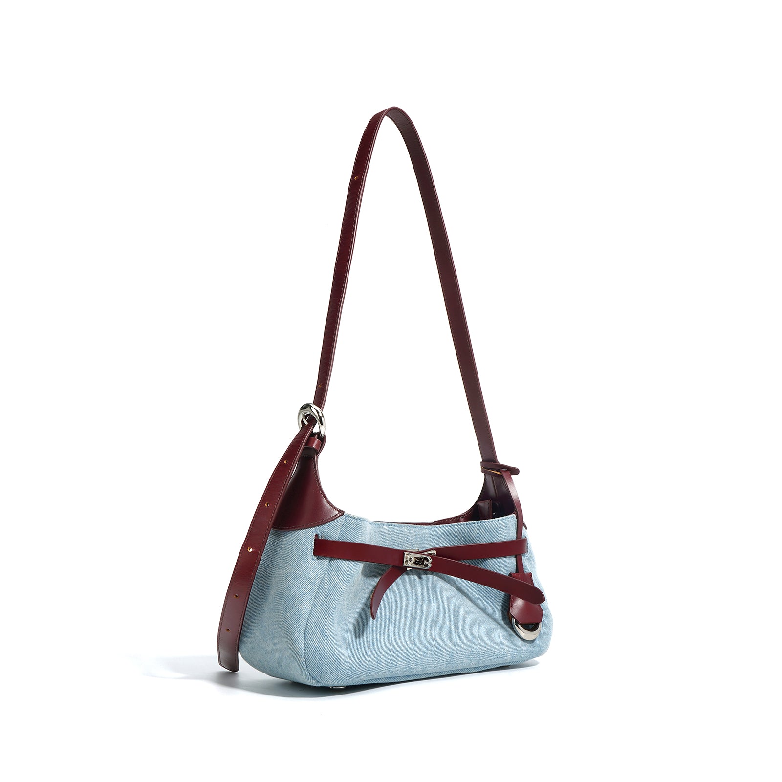 Q-MODELA Urban Luxe Cowhide Leather & Denim Shoulder Bag for Women – All-Season