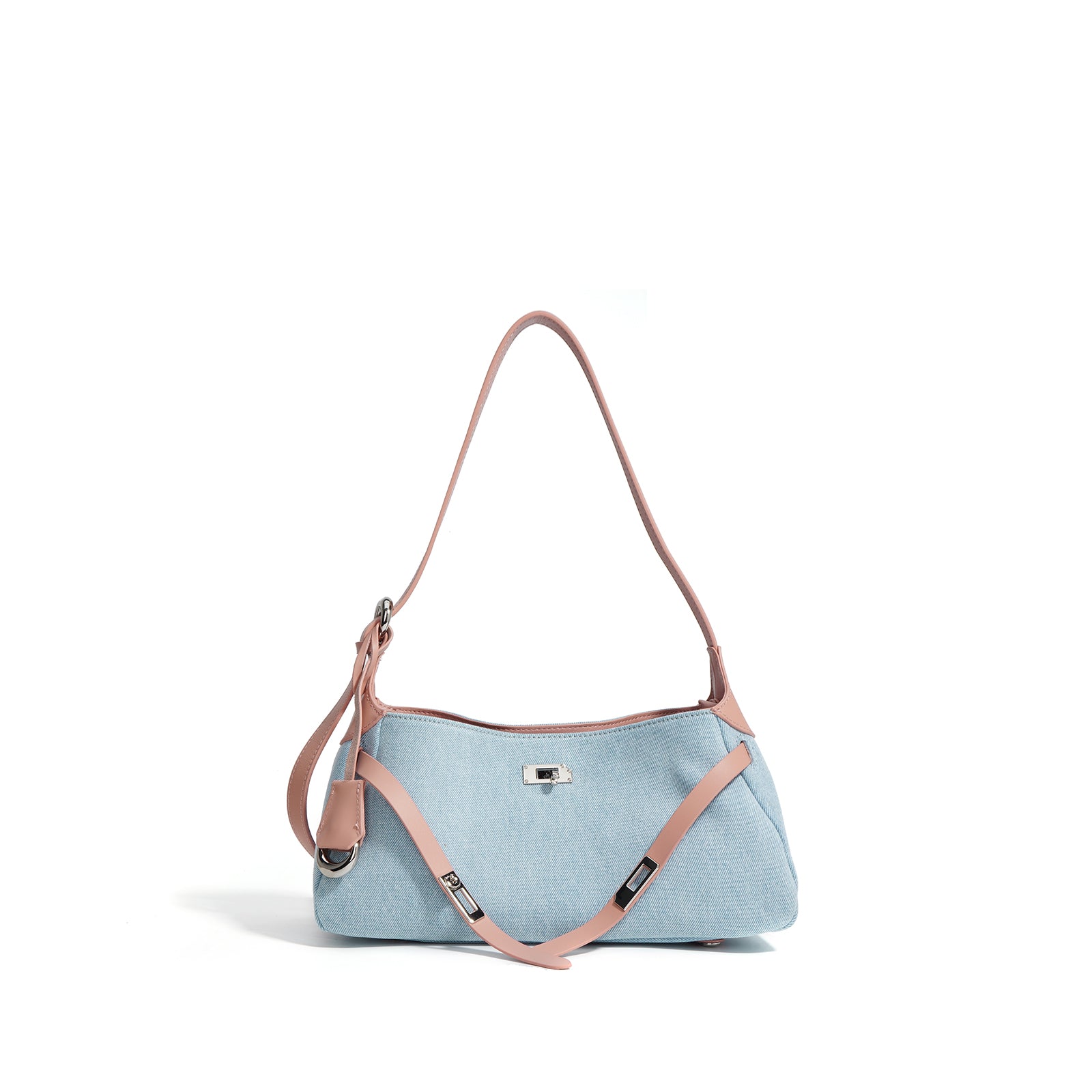 Q-MODELA Urban Luxe Cowhide Leather & Denim Shoulder Bag for Women – All-Season