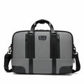 A gray and black laptop briefcase with dual top handles, a detachable shoulder strap, and a textured front panel, shown on a plain white background.