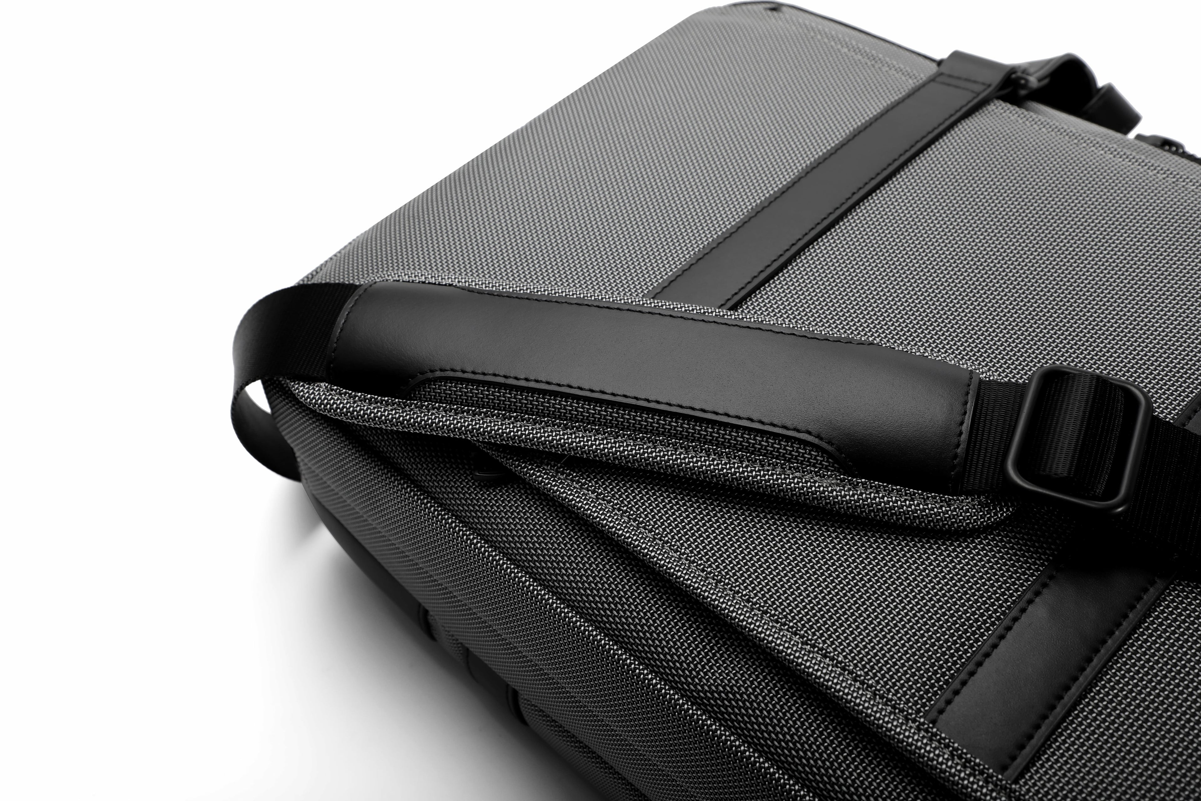 Q-MONARCH Business Laptop Messenger Bag – Ballistic Nylon & Leather Briefcase