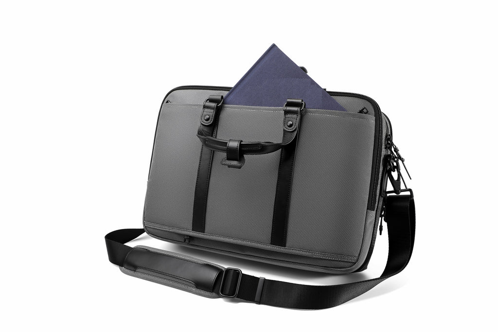 Q-MONARCH Business Laptop Messenger Bag – Ballistic Nylon & Leather Briefcase