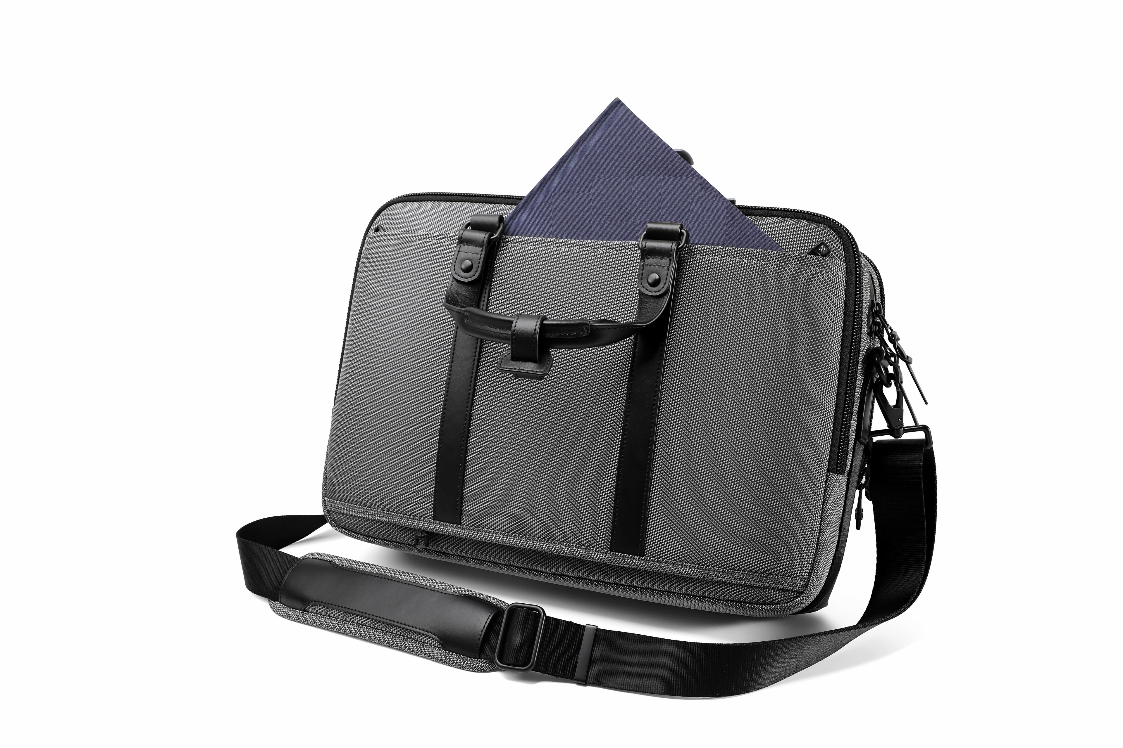 Q-MONARCH Business Laptop Messenger Bag – Ballistic Nylon & Leather Briefcase