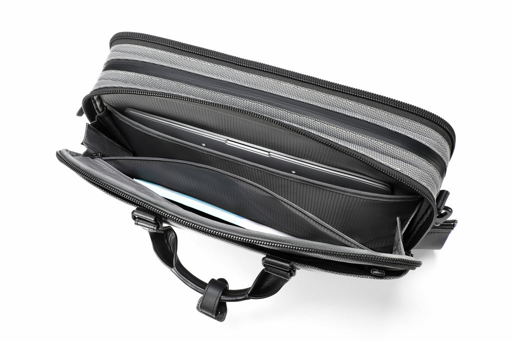 Q-MONARCH Business Laptop Messenger Bag – Ballistic Nylon & Leather Briefcase