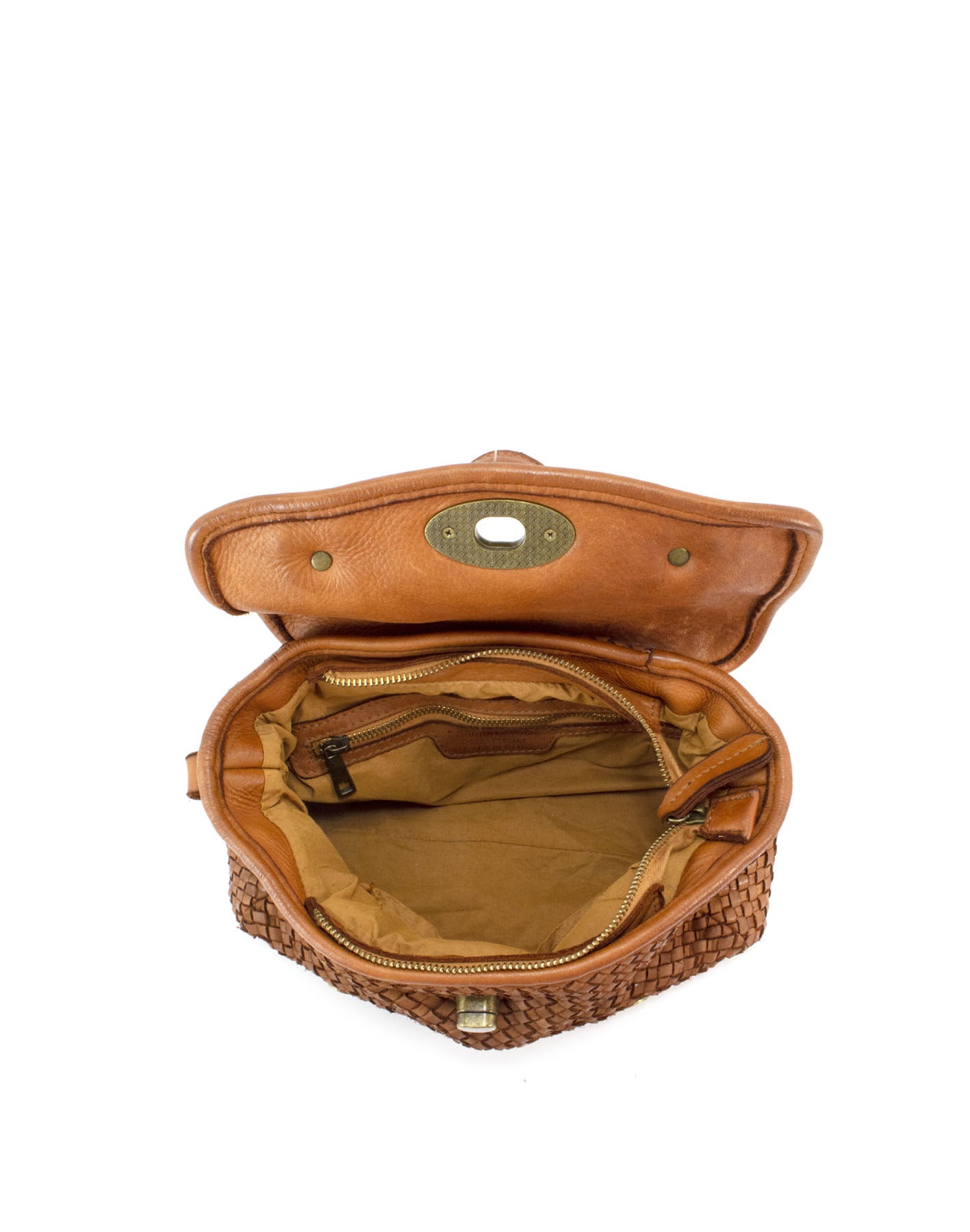 Q-NOOR Vintage Woven Calfskin Small Bag – Italian Leather, Buckle Flap & Crossbody Strap