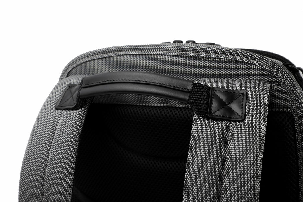 Q-NEXUS Ballistic Nylon & Leather Backpack – 16" MacBook, 3 Compartments, Waterproof