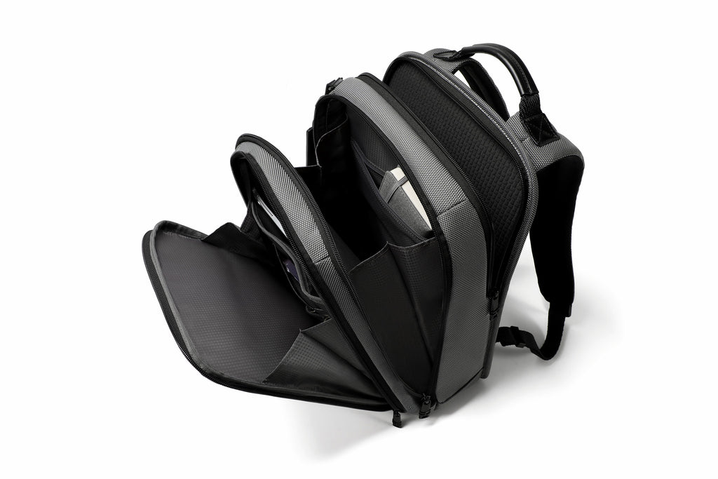 Q-NEXUS Ballistic Nylon & Leather Backpack – 16" MacBook, 3 Compartments, Waterproof