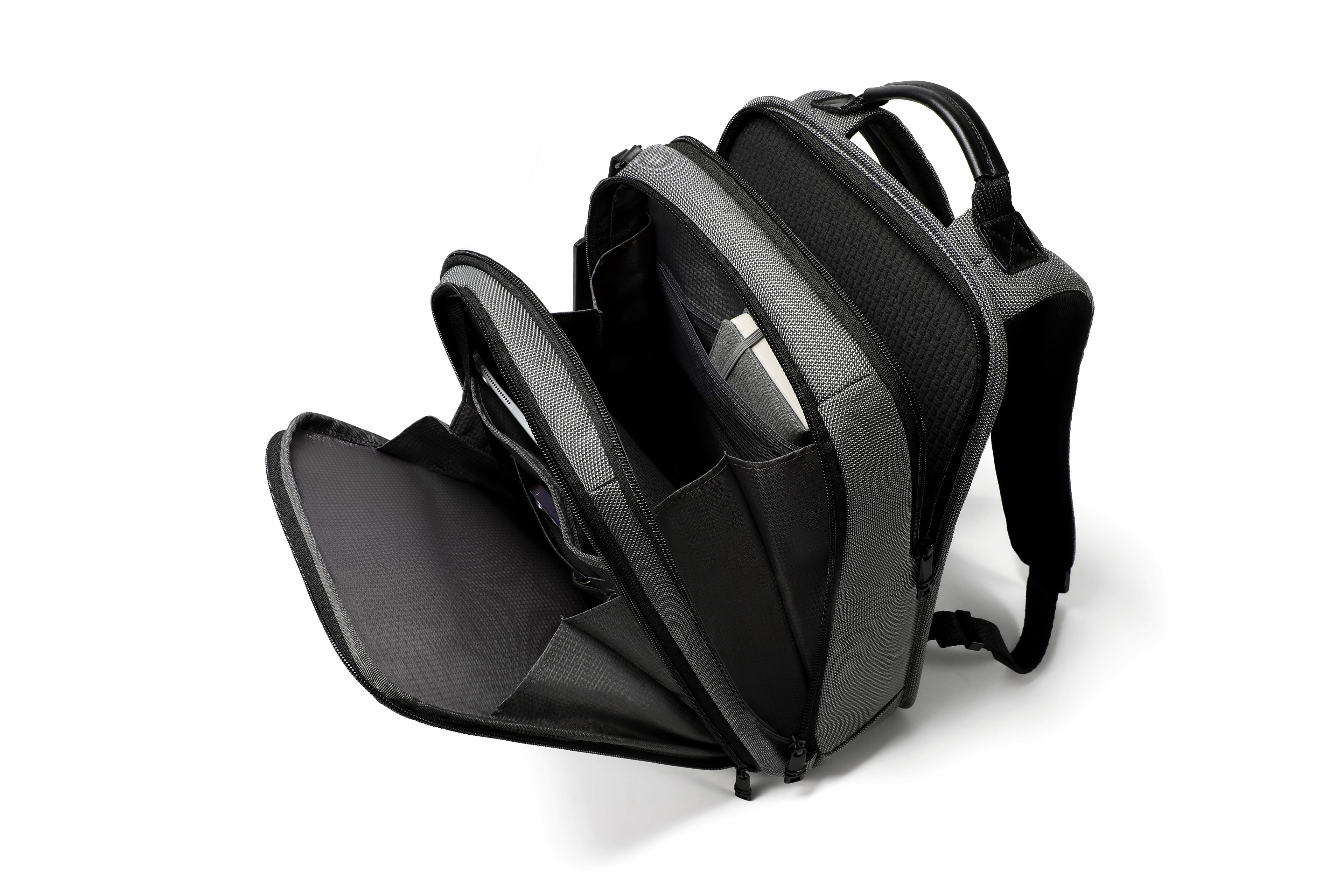 Q-NEXUS Ballistic Nylon & Leather Backpack – 16" MacBook, 3 Compartments, Waterproof