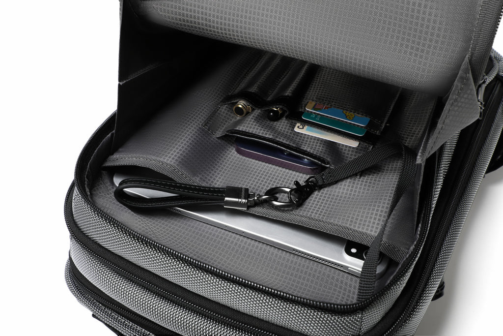 Q-NEXUS Ballistic Nylon & Leather Backpack – 16" MacBook, 3 Compartments, Waterproof