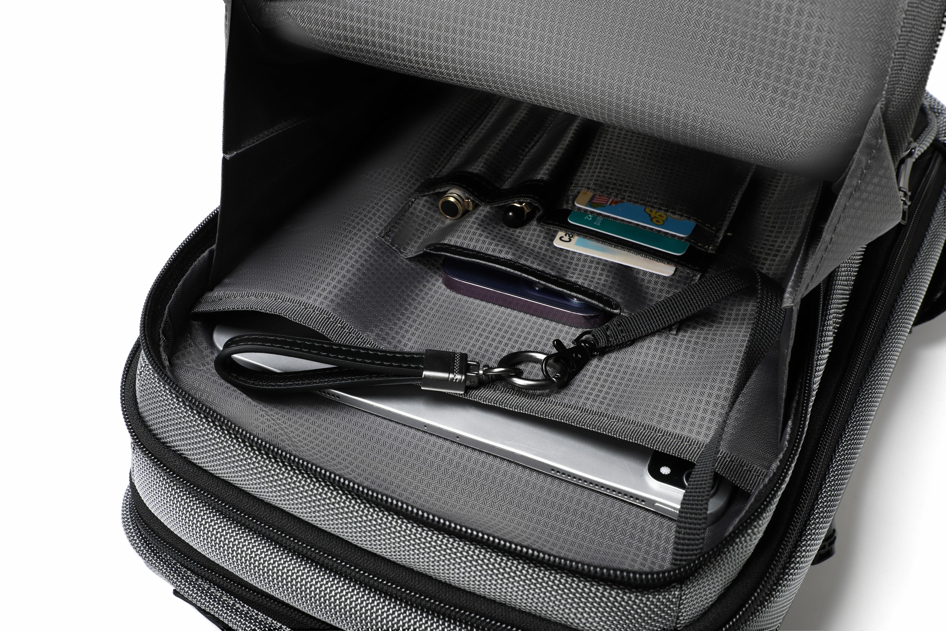 Q-NEXUS Ballistic Nylon & Leather Backpack – 16" MacBook, 3 Compartments, Waterproof